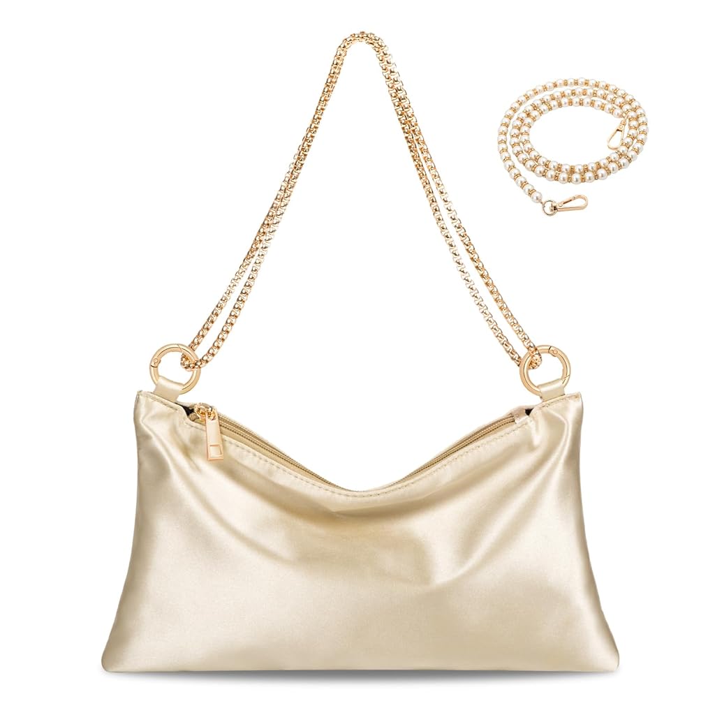 PALAY® Women Satin Evening Handbag Prom Clutch Purse Formal Cocktail Party Clutches Shoulder Bag with 2 Bag Chains PALAY® Women Satin Evening Handbag Prom Clutch Purse Formal Cocktail Party Clutches Shoulder Bag with 2 Bag Chains